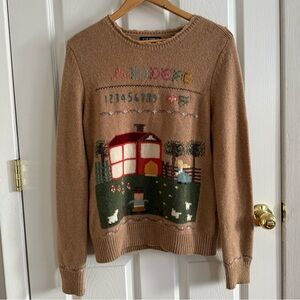 Rare vintage early 90’s whimsical cottagecore grandmacore cross stitch sweater